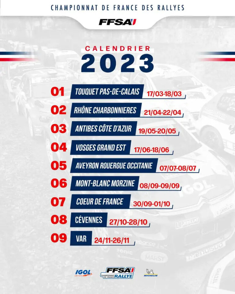 Calendrier Championnat de France 2023 Rallyes magazine Calendrier Championnat de France 2023 Rallyes magazine